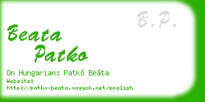 beata patko business card