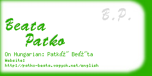 beata patko business card